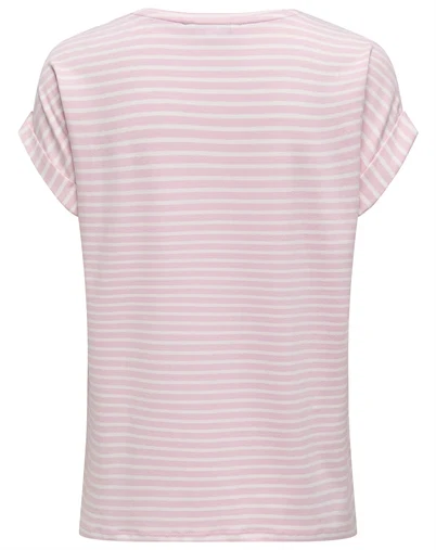 Only - ONLMoster Stripe O-Neck T-Shirt - Pink Lady